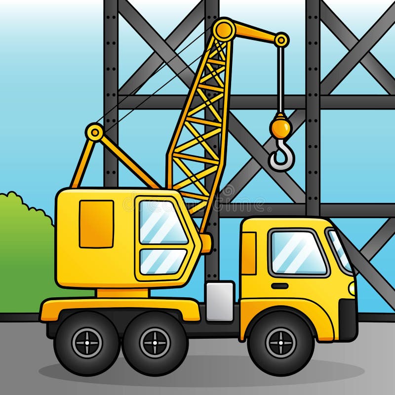 Crane Cartoon Colored Vehicle Illustration Stock Vector Illustration
