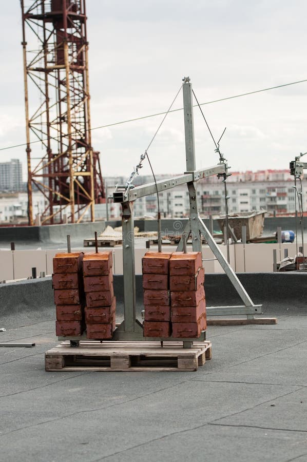 Construction Cradles Perform Facade Work. Stock Photo Image of facade