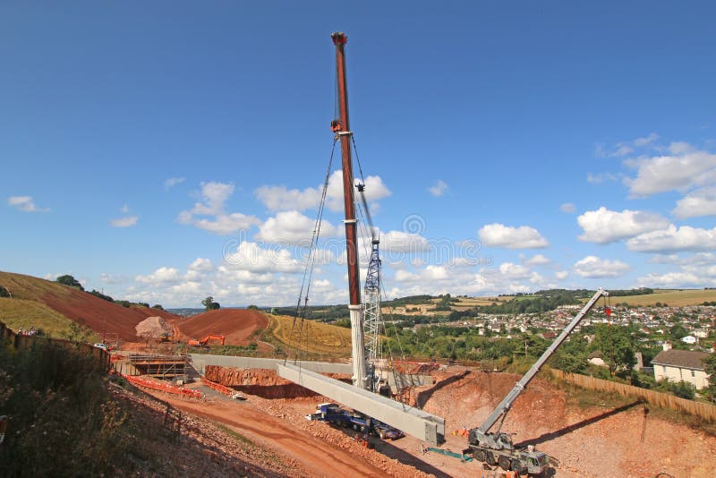 Crane Lifting a Concrete Beam Stock Photo Image of site, bucket