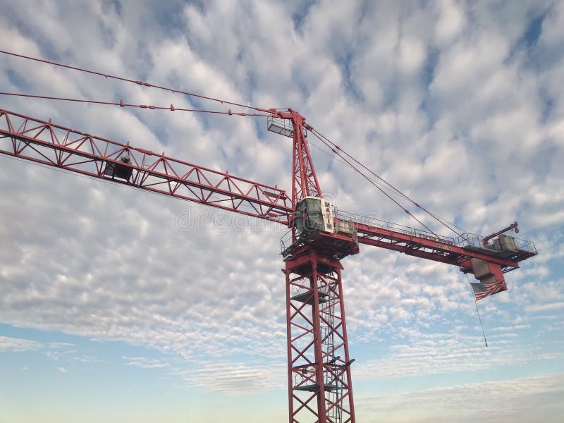 Crane Hanging in the Clouds Editorial Photography Image of machine