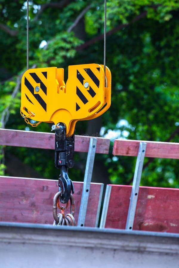 Crane Hoisting Block with Hook on Steel Chain on the Steel Rope