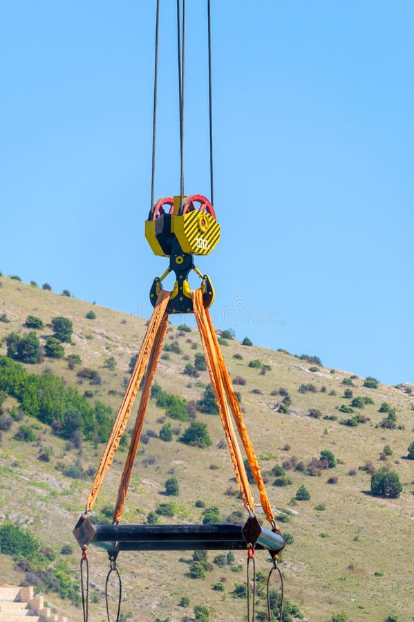 Crane Hook Hanging on Steel Ropes Isolated on White Stock Photo - Image of  machine, isolated: 112821722