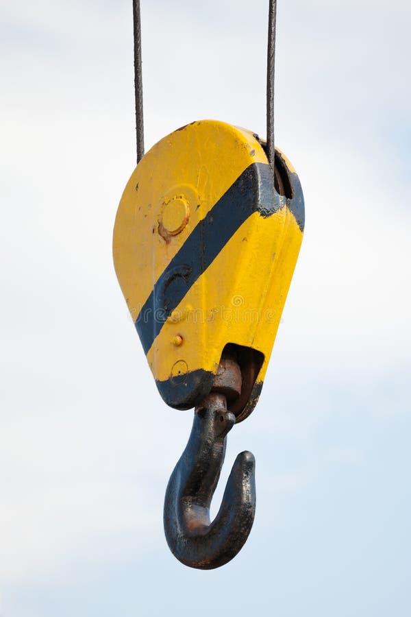 Crane Hook Hanging Steel Ropes Over Cloudy Sky Stock Photos Free