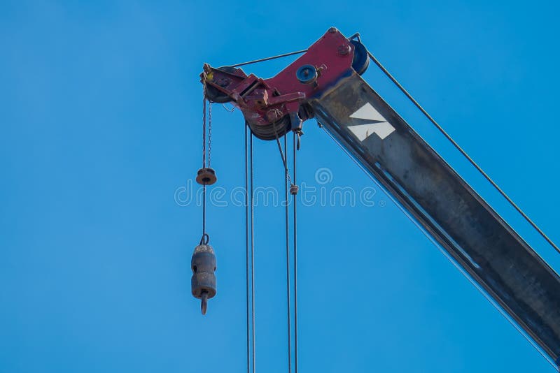 Crane Hook Lifting for Construction on Blue Sky,steel Hook and Chain