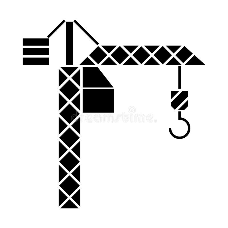 Crane l'icona della costruzione, l'illustrazione di vettore, segno nero su fondo isolato illustrazione di stock