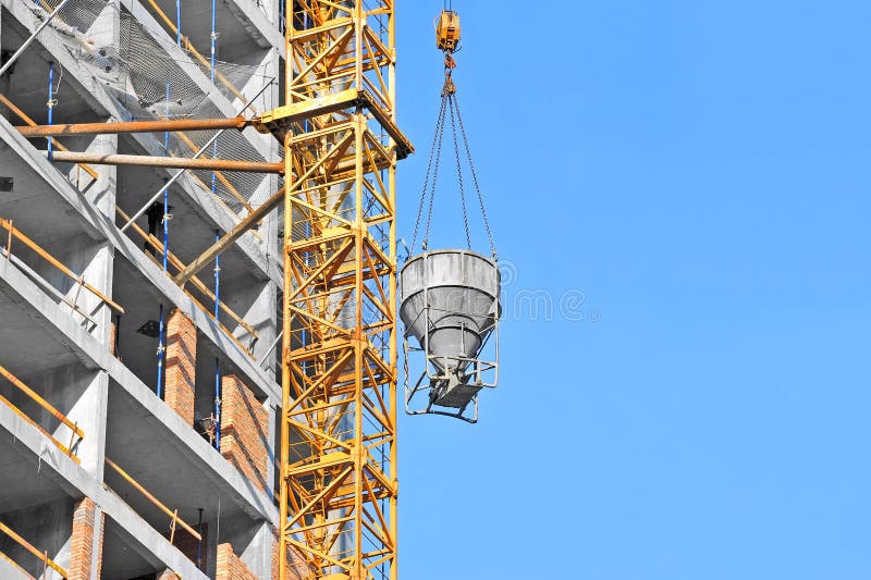 Crane Lifting Cement Mixing Container Stock Image - Image of business