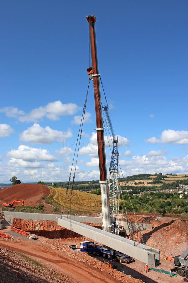 Crane Lifting a Concrete Beam Stock Image Image of digger, support