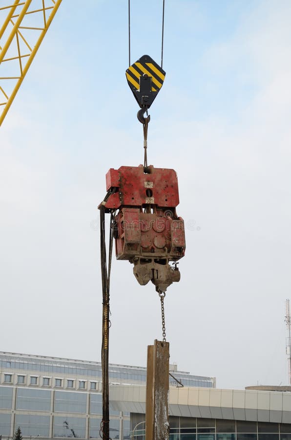 The crane lifts the cargo. stock photo. Image of crane 83337322