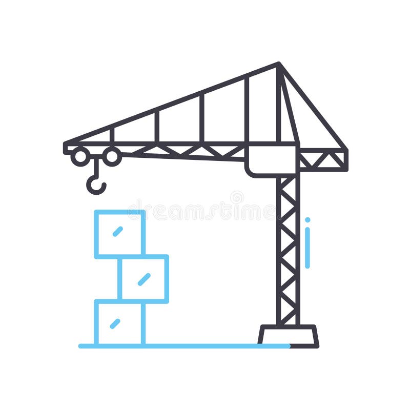Crane Line Icon, Outline Symbol, Vector Illustration, Concept Sign