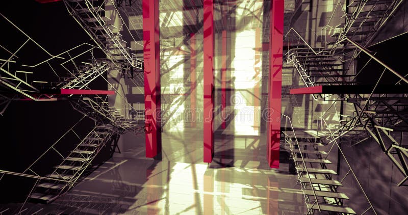 Crane. Modern industrial interior, stairs, clean space in indust
