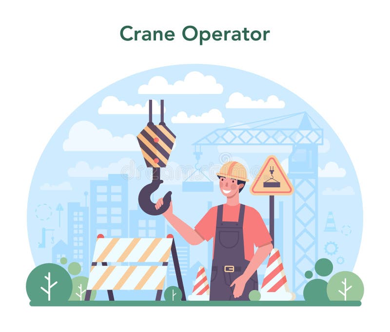 Crane Operator Concept. Industrial Builder at the Construction Site