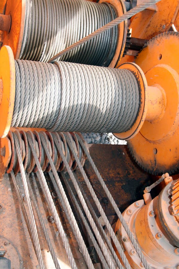 Crane pulleys and cables stock photo. Image of power 30839002