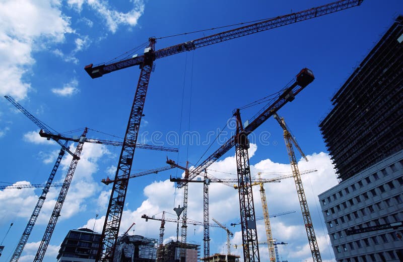 Cranes at construction site