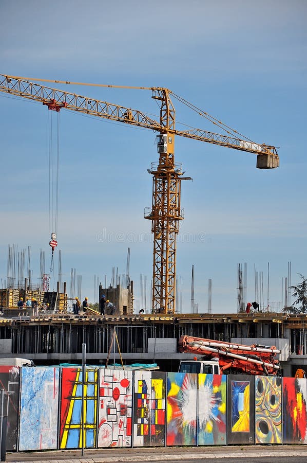 Cranes at construction site