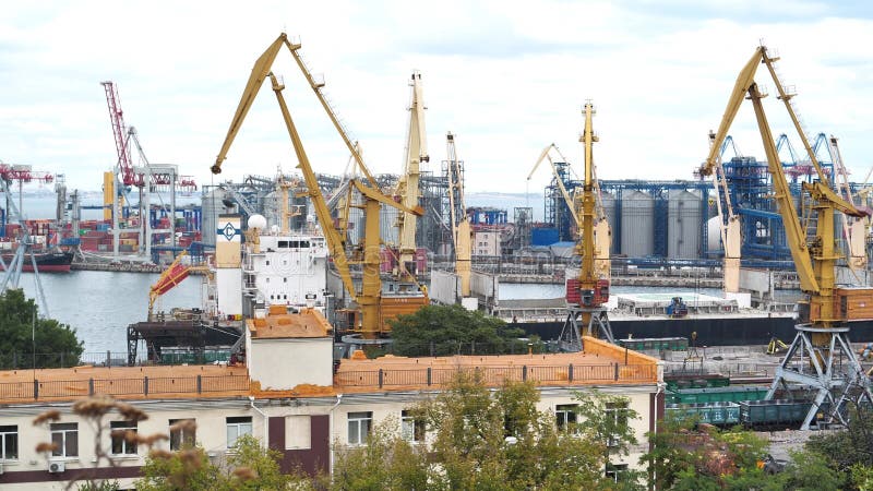 Cranes in Odessa Seaport, Ukraine Stock Video - Video of import ...