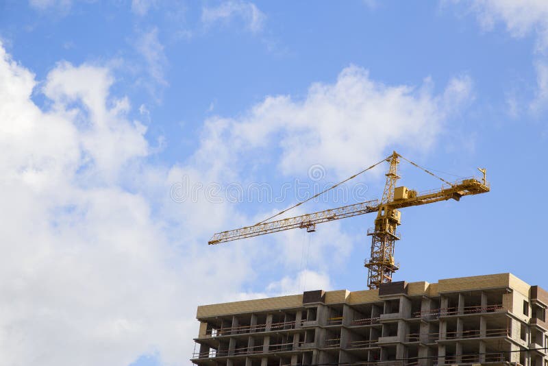 Cranes Over the House Under Construction .. Stock Image Image of