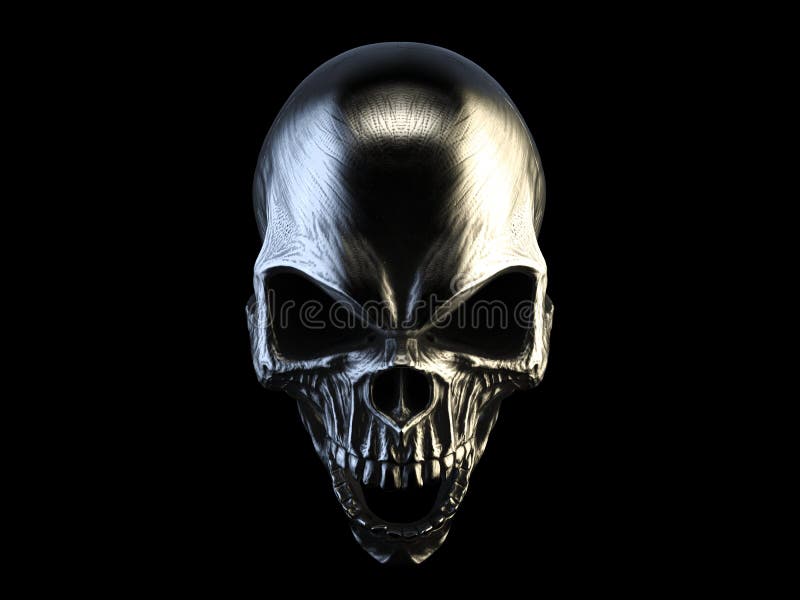 Cranio arrabbiato d'argento di grido del demone illustrazione di stock Cranio arrabbiato d'argento di grido del demone illustrazione di stock