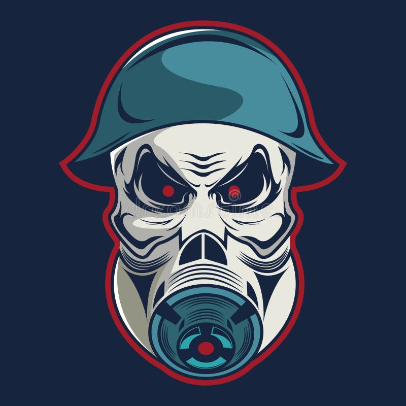 Cranio in militari del casco e modello di logo della maschera antigas illustrazione vettoriale Cranio in militari del casco e modello di logo della maschera antigas illustrazione vettoriale