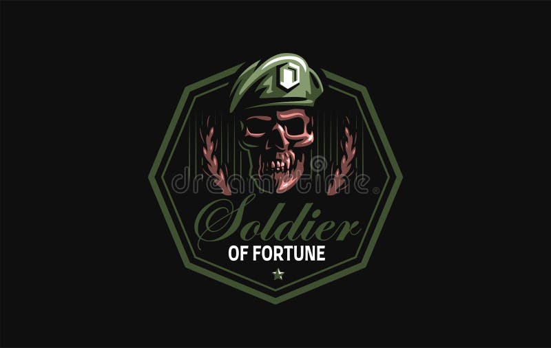 Cranio in un berretto militare. Cranio umano in un berretto militare con una coccarda Illustrazione di vettore