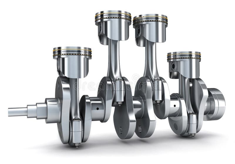 Crankshaft and pistons stock illustration. Illustration of cycle 27657676