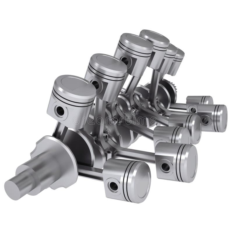 Crankshaft and pistons stock illustration. Illustration of mechanical