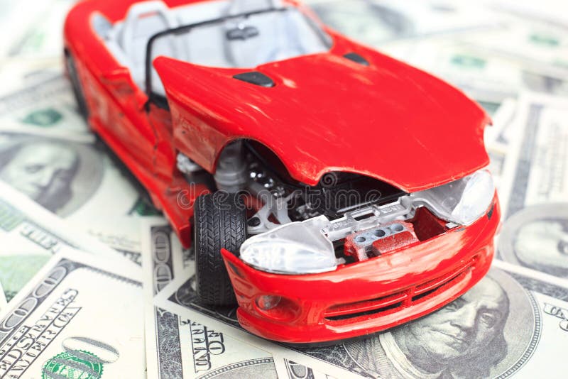 Crashed car and money stock image. Image of risk, money 77407851