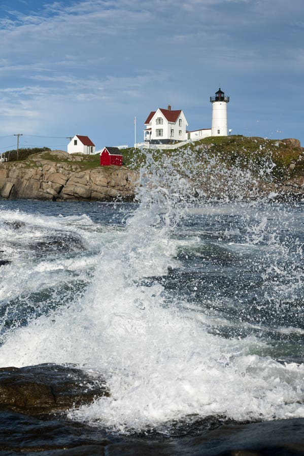 Crashing Waves at Maine Lighthouse