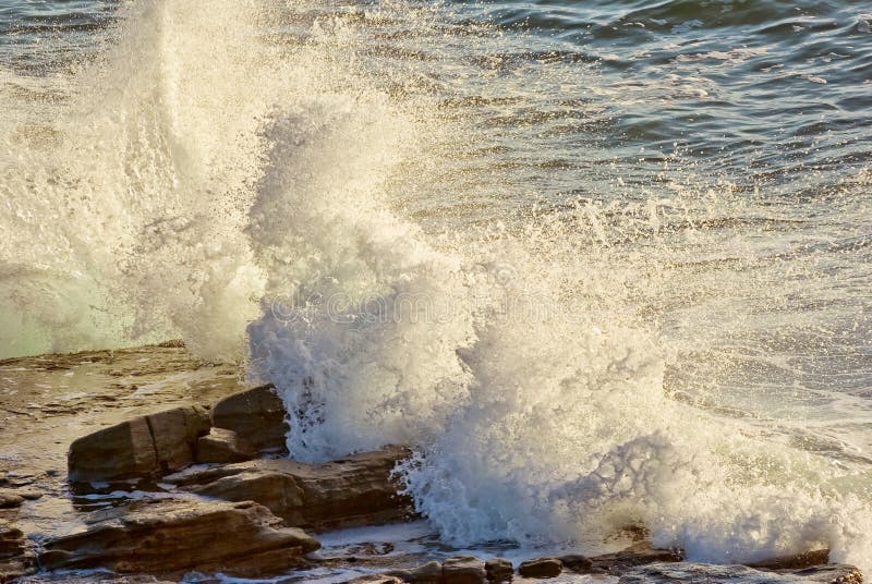 Crashing waves on rocks