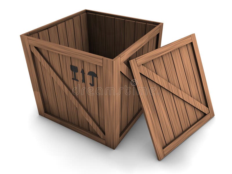 Crate with Open Lid stock illustration. Illustration of ...
