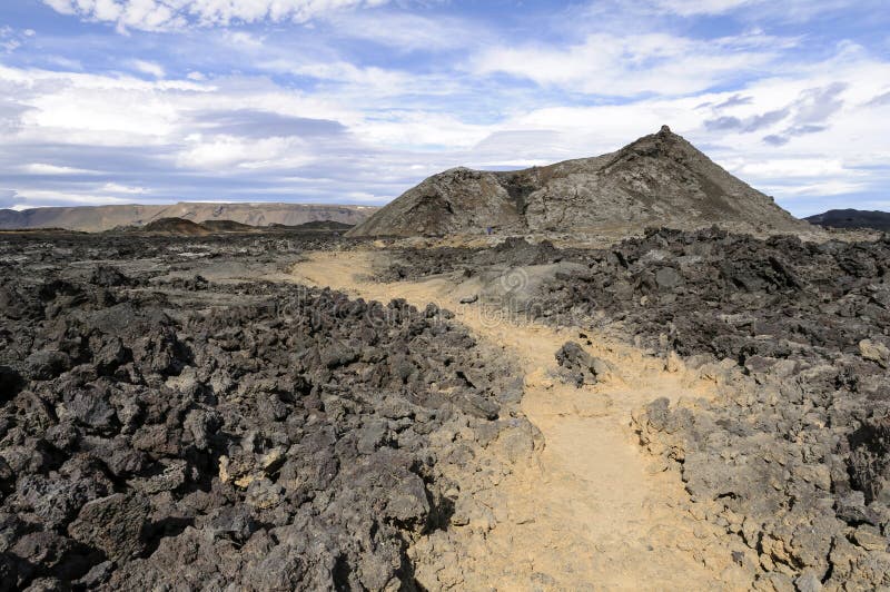 Crater and Lava Field in Krafla Caldera Stock Image - Image of krafla ...