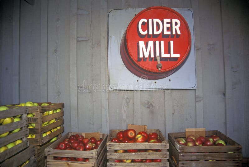 Crates of apples in Sauder farm and Craft village in Archibald, OH