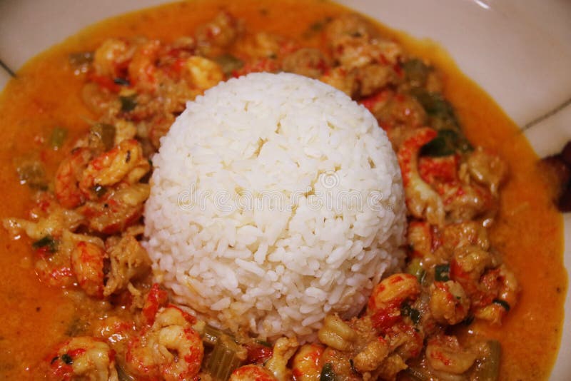 Crawfish Etouffee with Rice Stock Photo - Image of bowl, louisiana ...