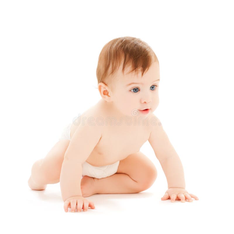 Crawling curious baby stock photos