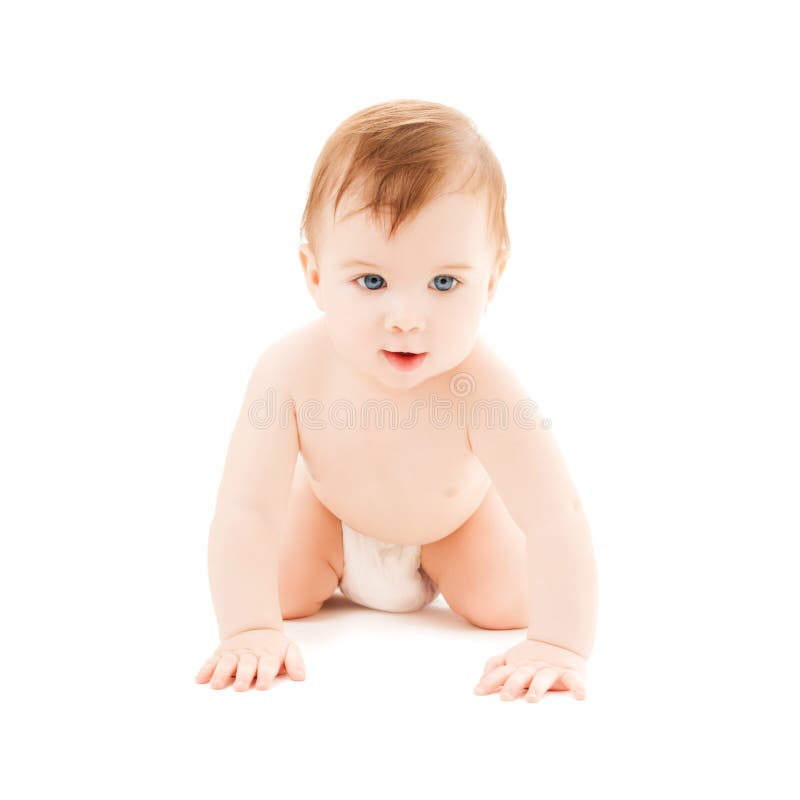 Crawling curious baby stock photography