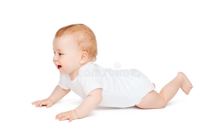 Crawling curious baby looking up royalty free stock photos