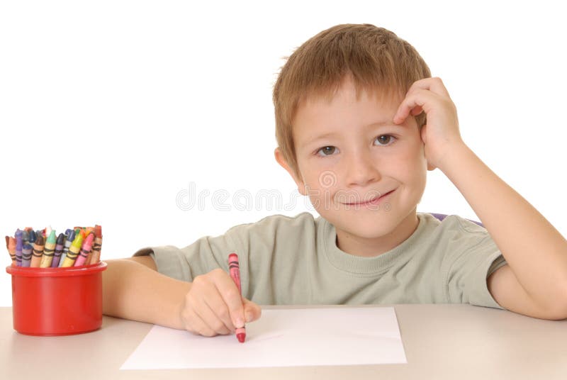 Crayon Boy 2 stock image. Image of nice, young, blond 1558803
