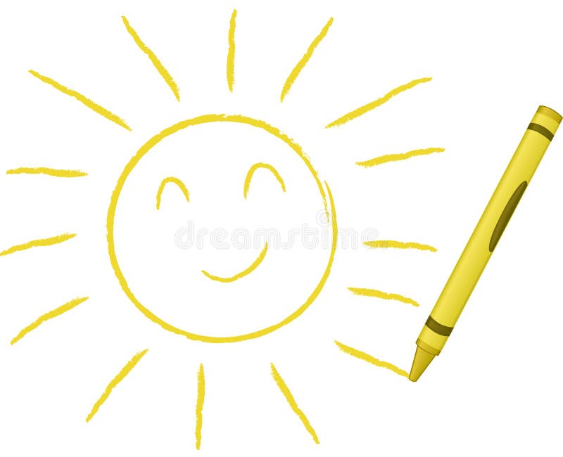 Crayon Drawn Sun Vector Illustration Stock Vector Illustration of