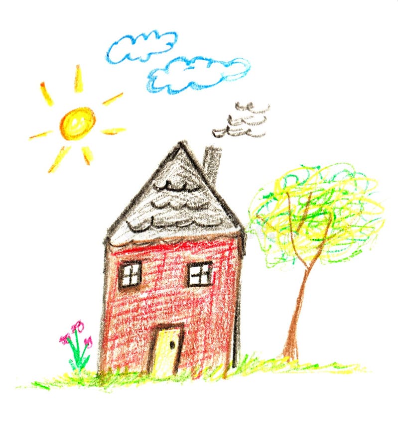 Crayon house stock photo Image of drawing drawings 