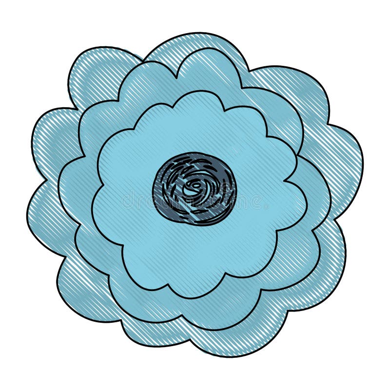 Crayon silhouette of hand drawing light blue color flower with several petals royalty free illustration Crayon silhouette of hand drawing light blue color flower with several petals royalty free illustration