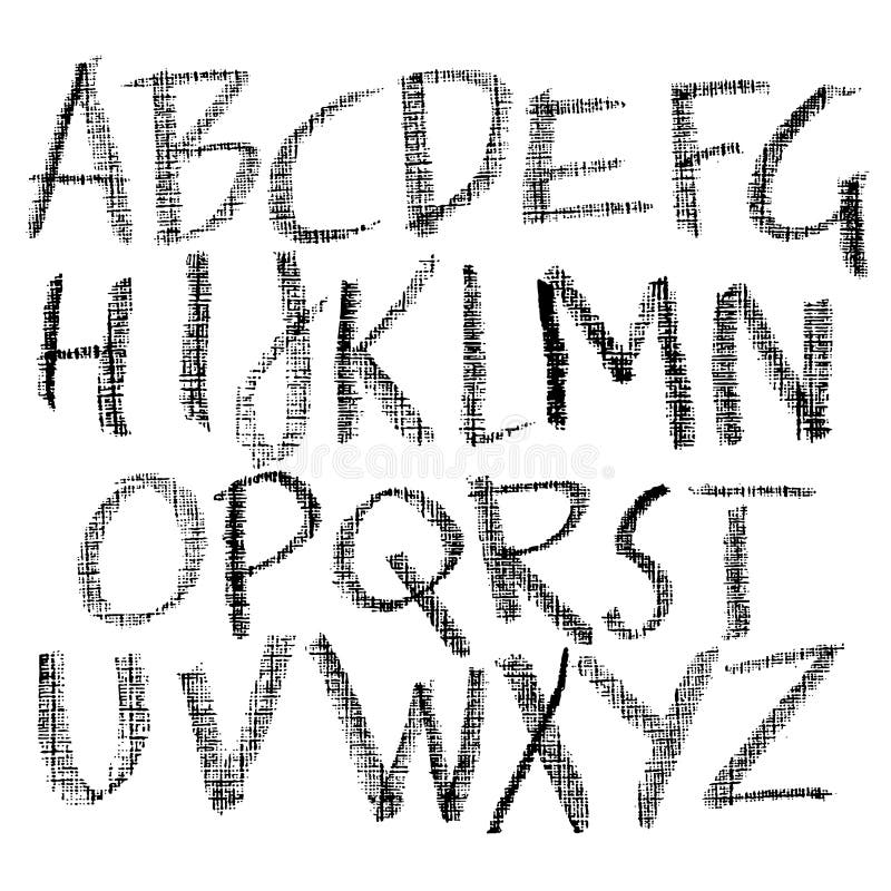 Crayon Textured Font. Grunge Script On White Background ...