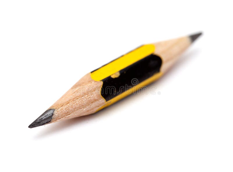 Very short pencil sharpened on both ends isolated on white. Very short pencil sharpened on both ends isolated on white