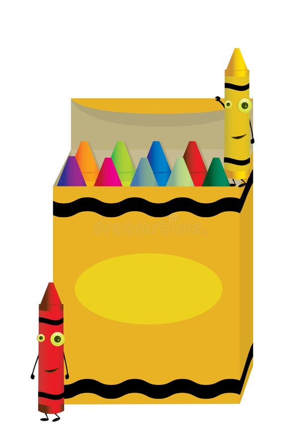 Color pencil set in the yellow box Royalty Free Vector Image