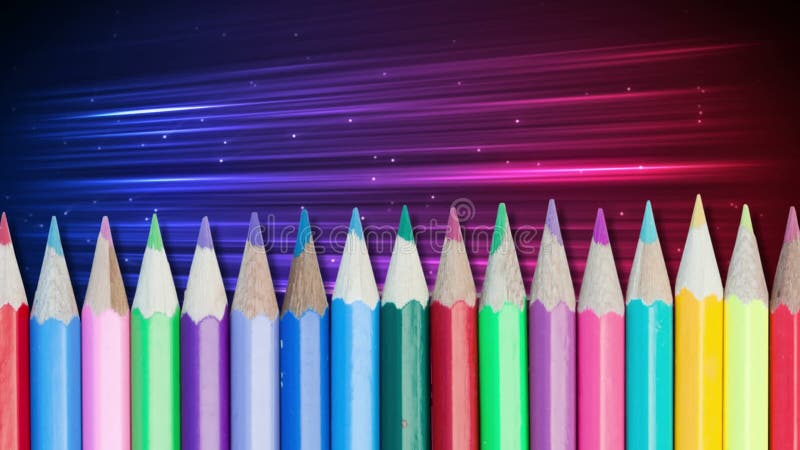 Crayons colorés contre les multiples pistes légères colorées illustration stock