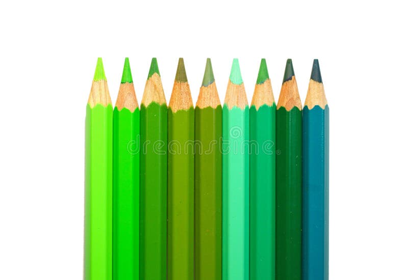 Crayons De Couleur Verte Photographie stock libre de droits Image