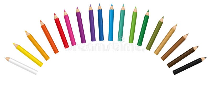 Crayons Radial Curve Colored Short Baby Pencils royalty free illustration