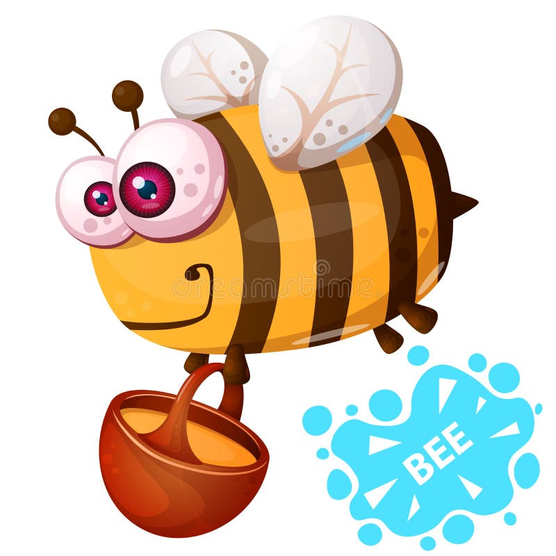 Crazy bee - cartoon illustration character.