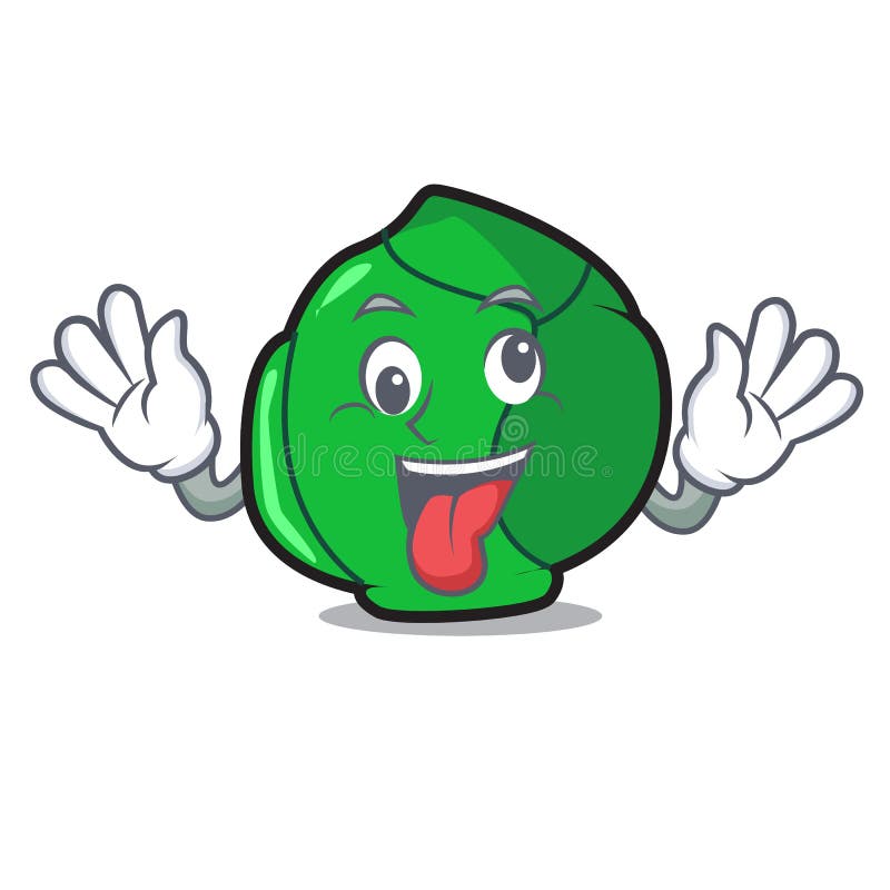 Funny Brussels Sprouts Cartoon Character Style With Wink Eye Stock