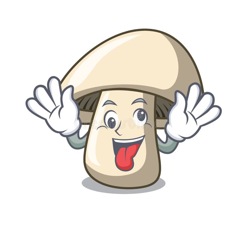 Crazy champignon mushroom mascot cartoon stock illustration