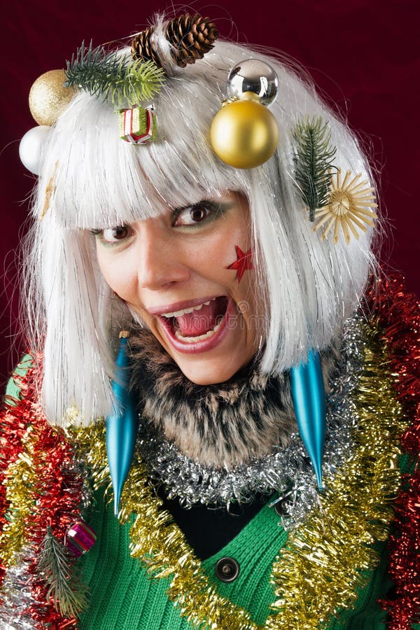 Crazy Christmas Woman stock photo. Image of female 
