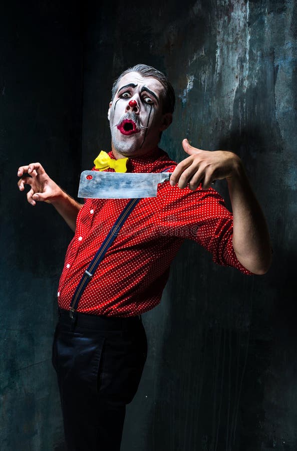 Scary Clown Holding Knife Dack Halloween Concept Photos Free & RoyaltyFree Stock Photos from
